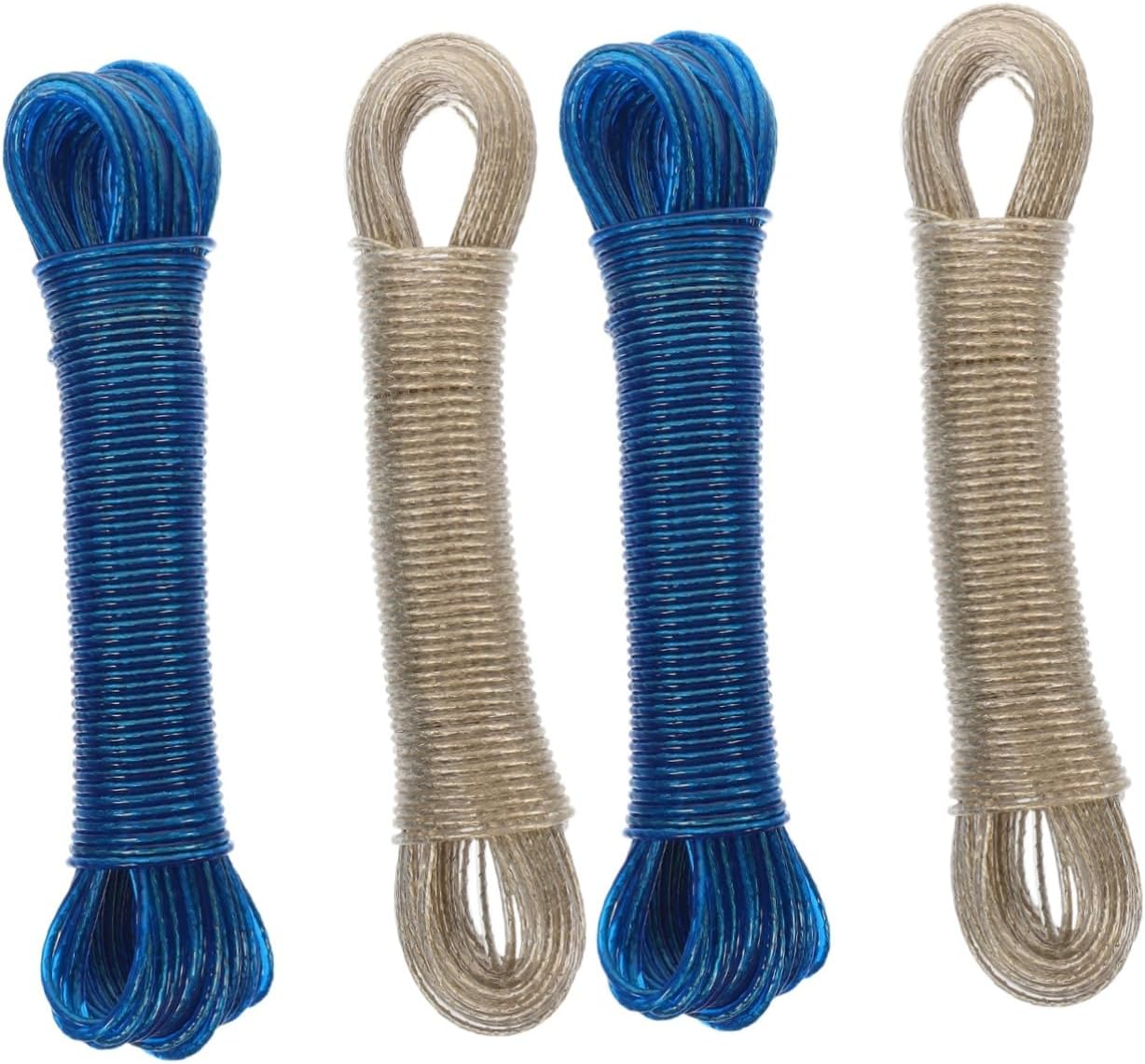 PRETYZOOM 4pcs Portable PVC Coated Clothesline Windproof Clothes Line Ropes for Outdoor Indoor and Travel Use for Drying Clothes Bedding and More