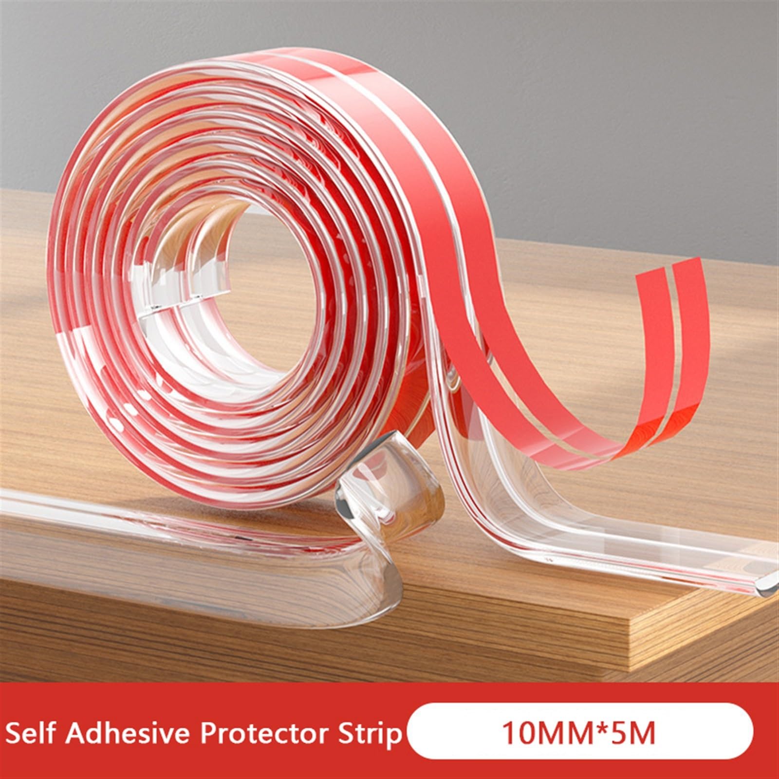MRKU Protectores de Esquinas para mesas, Tira de protección Transparente de 5 Metros con Cinta Adhesiva de Doble Cara, antigolpes.