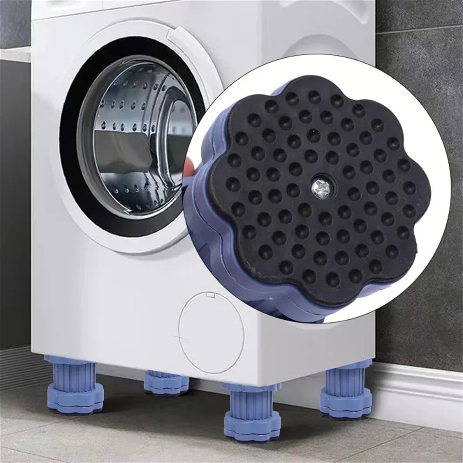 Almohadillas universales for los pies de la lavadora, altura ajustable, Base antivibración for refrigerador, soportes soporte antideslizantes fijos, 4 Uds para lavadora