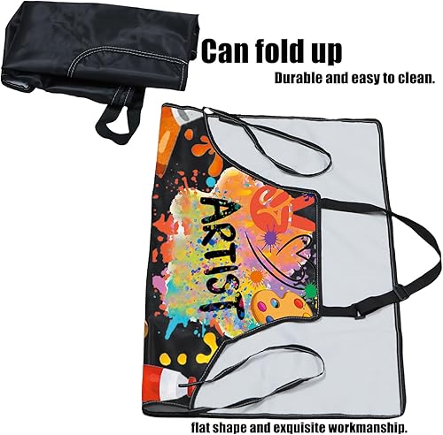 Miniatura 7 de PXTIDY Delantal de artista para profesor de arte, regalo para amantes del arte con bolsillos, para pintor, artista, impermeable, delantal de arte