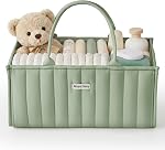 Blissful Diary Couche bébé Caddy Organisateur, Panier de rangement élégant pour les essentiels nouveau-nés et station de couches, Cadeau pour la douche bébé et l'enregistrement must-have, Sage Green