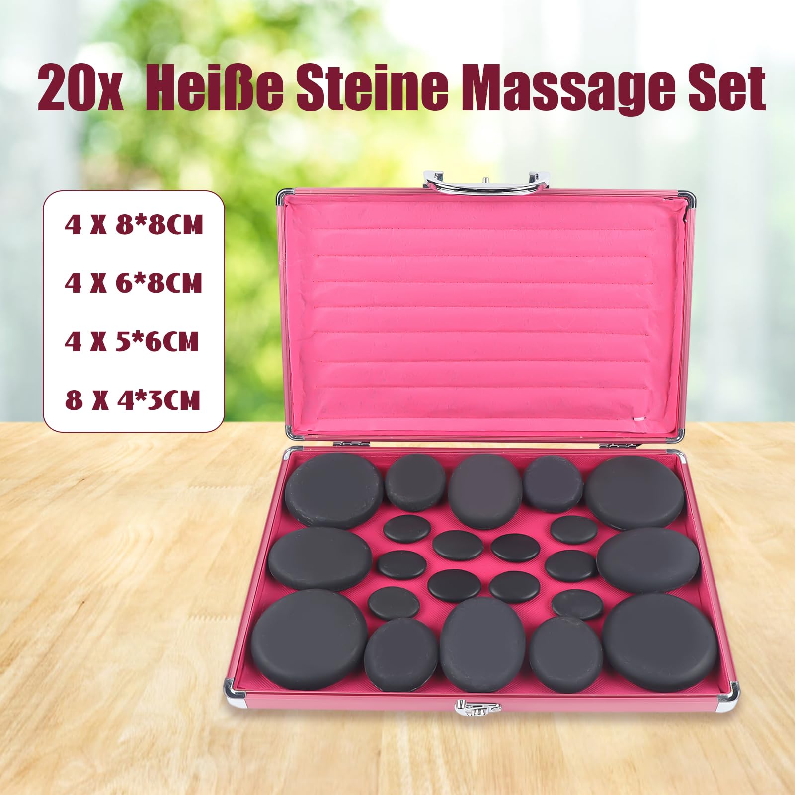 Juego De 20 Piedras De Masaje Caliente, Con Caja De Calor, Piedras De Masaje Calientes De Basalto, Para Masaje Con Piedra Caliente, Relajación, Temperatura Del Spa, 60 ℃ ± 10 ℃