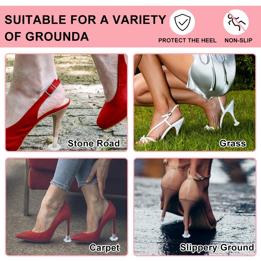 8 Paires Protège-Talons Hauts Antidérapants - Pour Talons Ronds Et En U - Transparent Et Noir