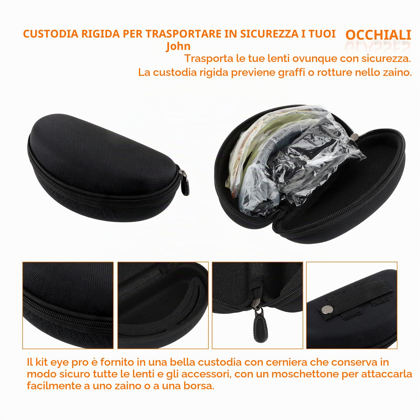 Occhiali Sportivi ANSI Z87.1, Occhiali da Tiro, Occhiali da Sole Antiappannamento con 3 Lenti per Uomo Donna Ciclismo, Escursionismo, Corsa (Nero)