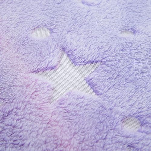 Miniatura 6 de HOMBYS Juego de ropa de cama de terciopelo morado de 4 piezas con sábanas, edredón que brilla en la oscuridad para cama de niños, edredón