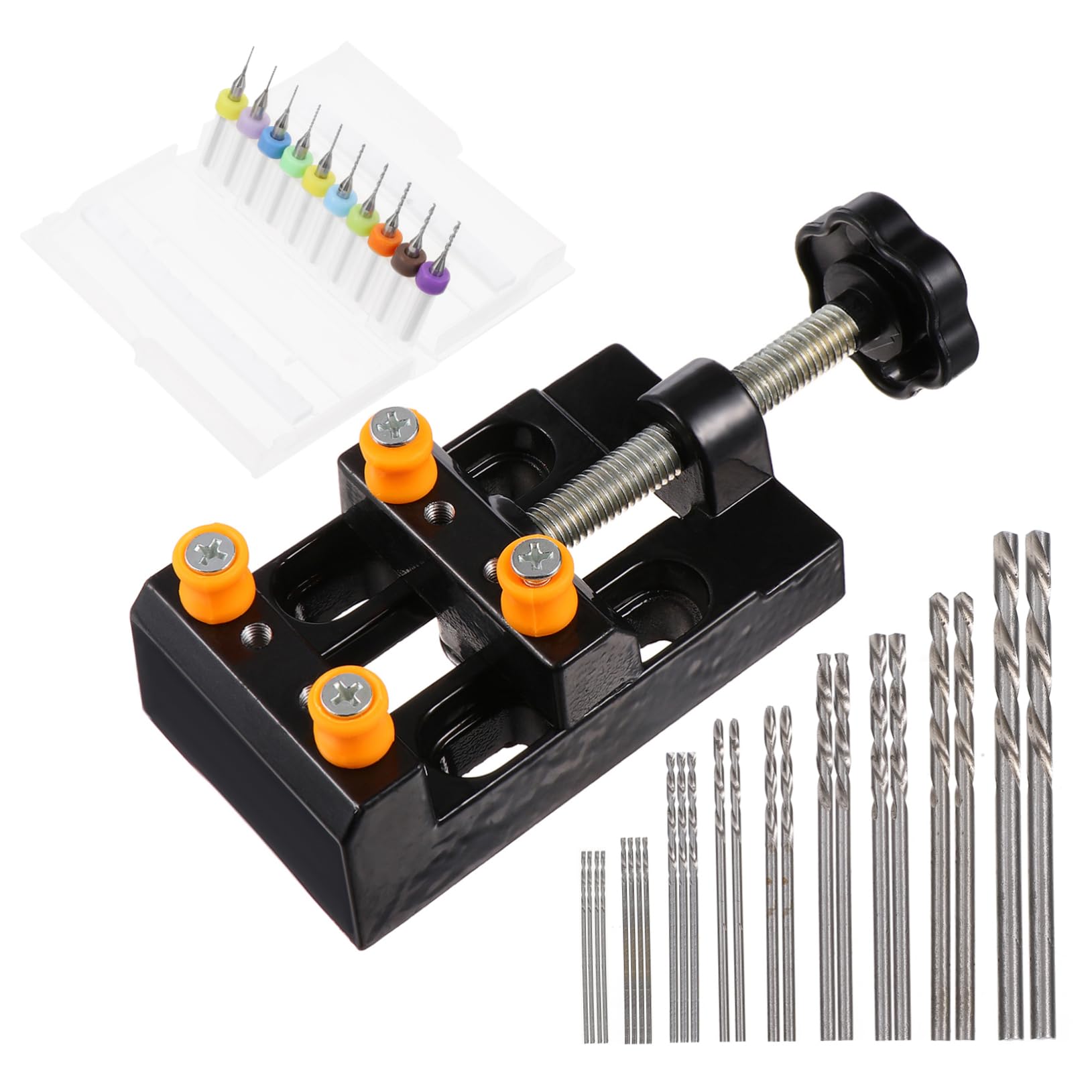 Housoutil Mini Drill Bit Set 37pcs Twists Drill Bits for Jewelry Making Brad Point Drill Hand Drill Kit Pin Vise