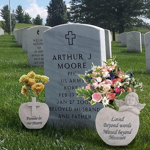 Miniatura 4 de Jarrones de tumba de cementerio de ángel y cruz, decoraciones de tumbas para cementerio, regalos conmemorativos por pérdida de seres queridos, juego