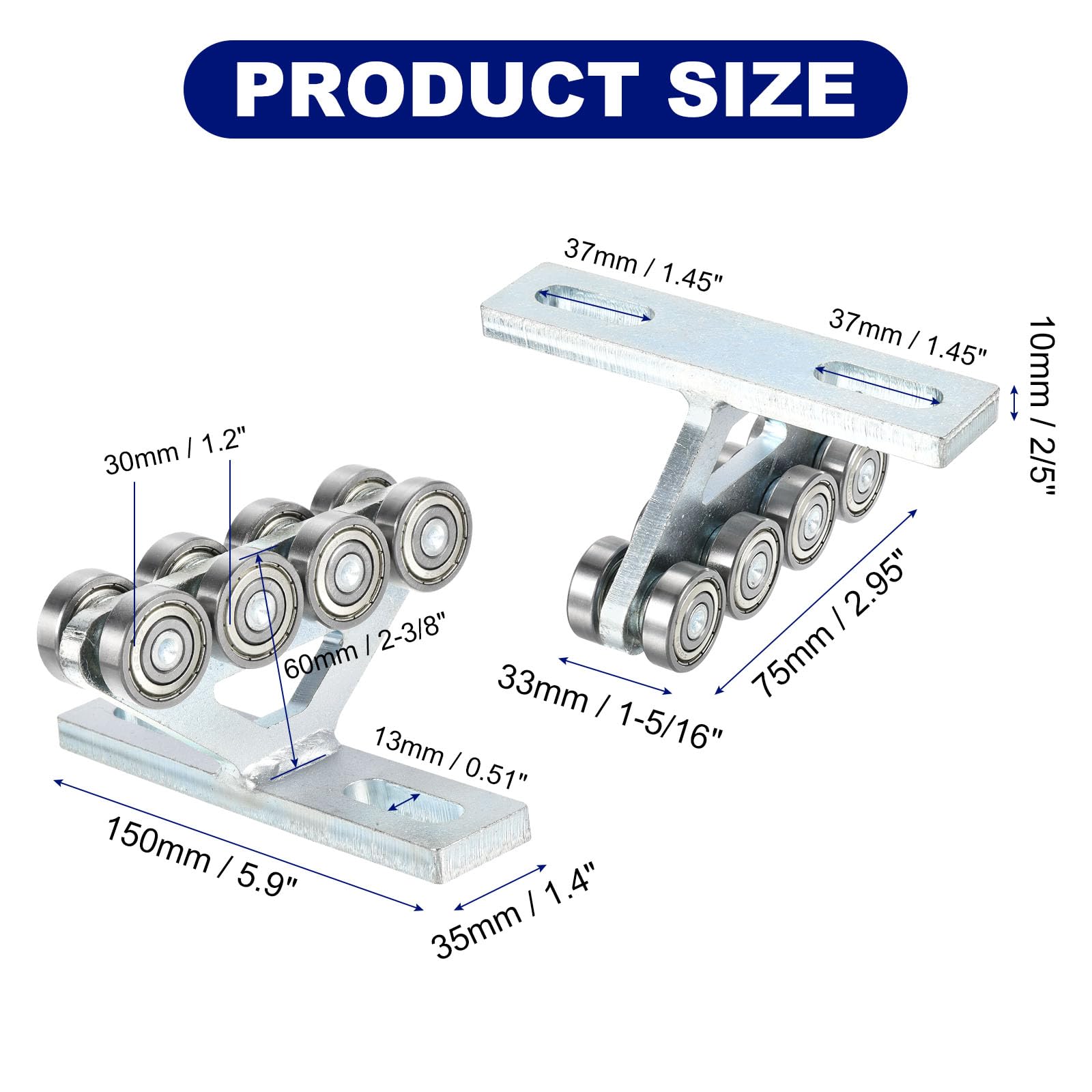 PATIKIL 2pz Elettrico Paranco Carrello con 8 Ruote Rullo Puntone Carrello Trave Carrelli Assemblaggio per Utilizzare con 1-5/8" Largo & Tutti 1-5/8" Più Alto Montante Canali, Lega Acciaio
