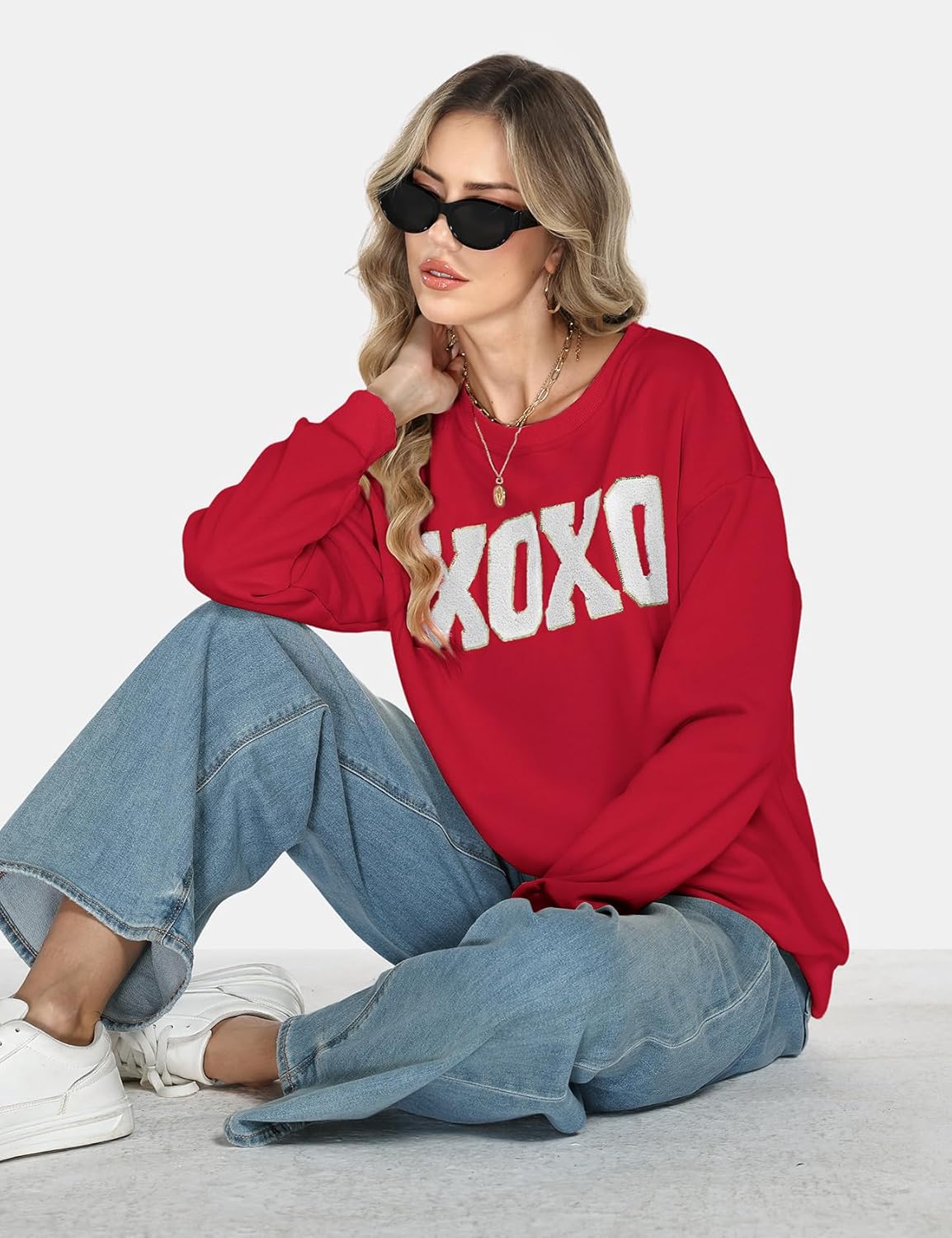 Gihuo Valentine Sweatshirts for Women Crewneck Pullover Sweater Tops Cute Long Sleeve - Image 3