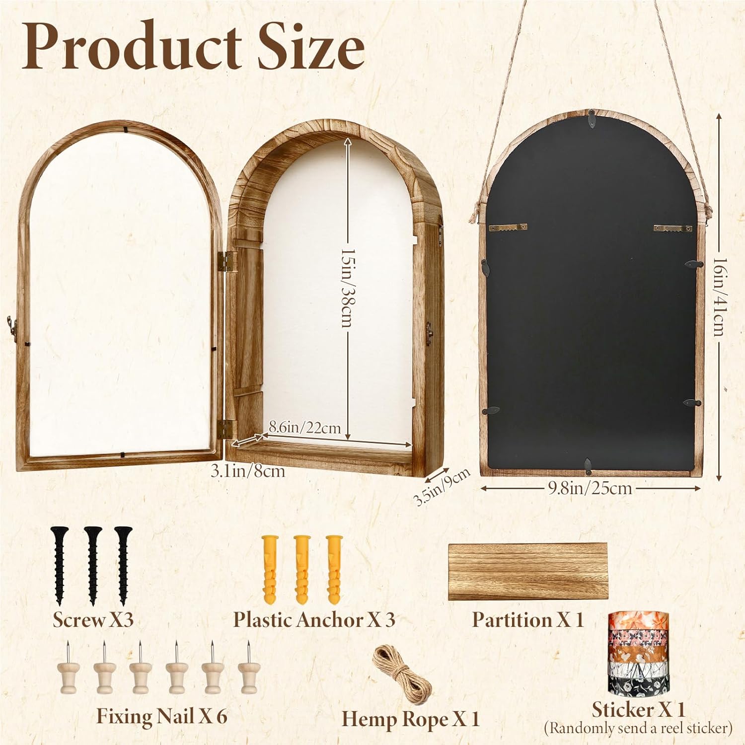 Dremisland Large Shadow Box Frame 10x16 Deep Shadow Boxes Display Case with Linen Back and Removable Shelves, Picture Frame Memory Box for Storage Wedding Bouquet, Keepsakes, Pet Memorial (Brown)