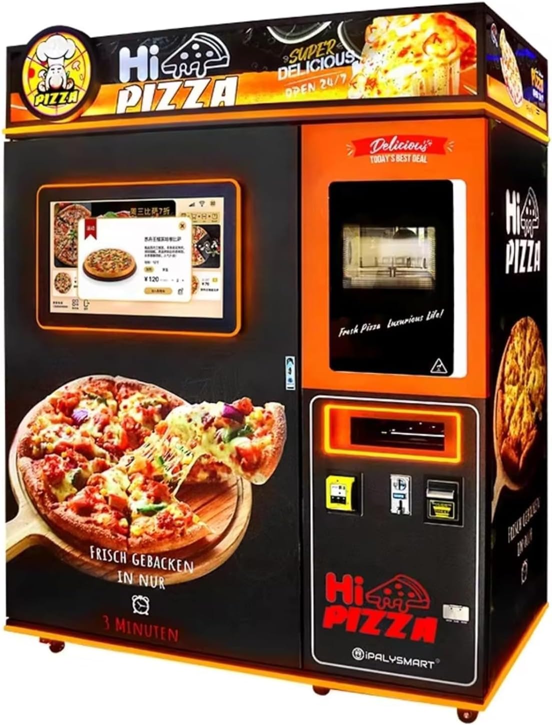 Durable Unattended Pizza Vending Machine – Minimal Maintenance, High-Output Fresh Baking System, Stainless Steel Construction, Reliable for Gyms, Small Businesses, Gas Stations & Recreation Centers