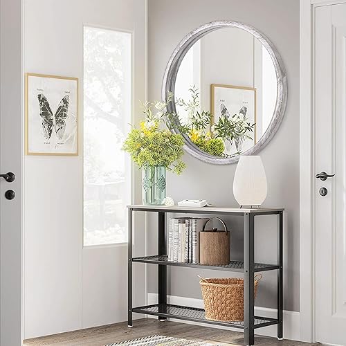 Miniatura 70 de JJUUYOU Espejo circular de pared redondo para baño, espejo de tocador marrón rústico, pequeño círculo decorativo para pared, marco de madera, espejo