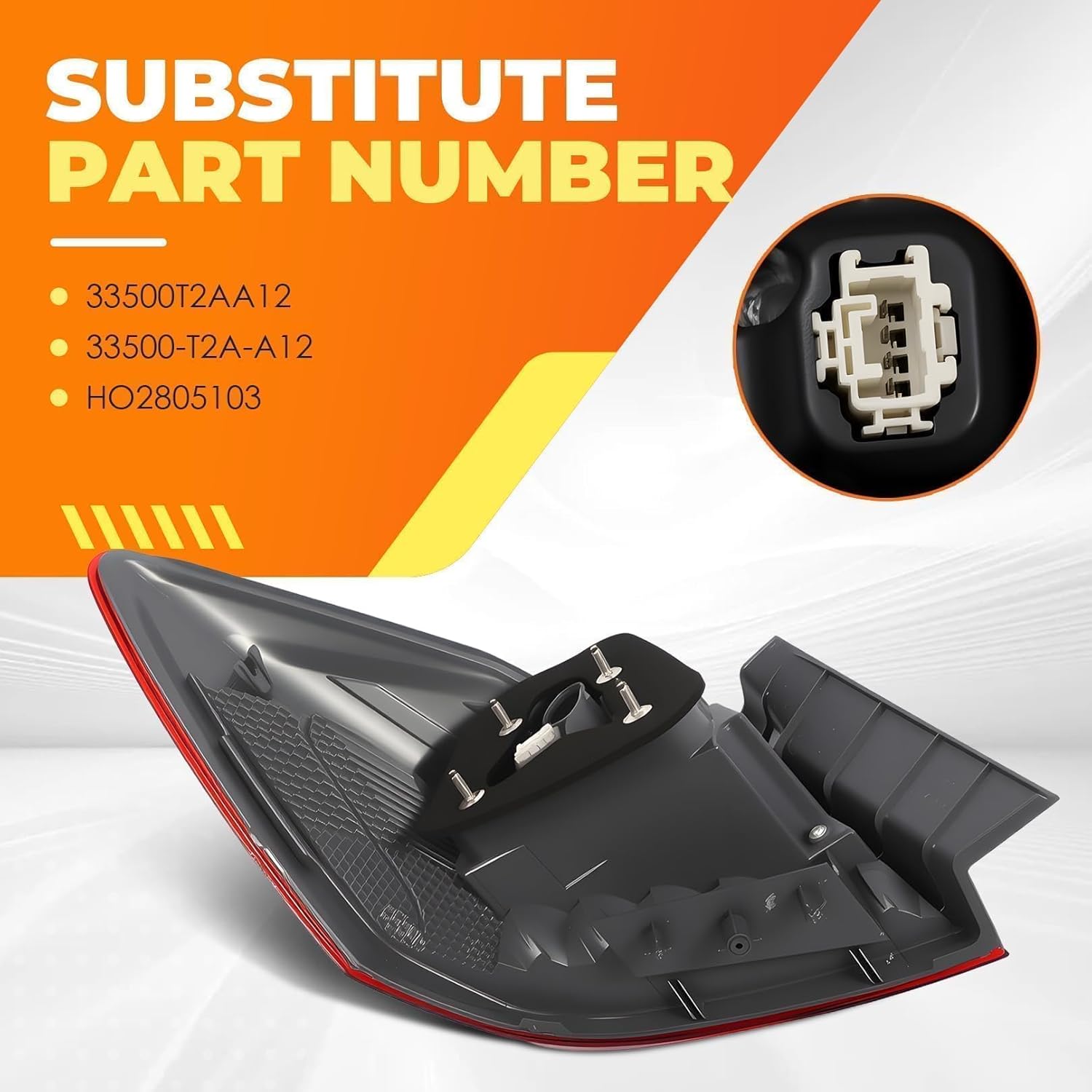 Passenger Side Outer Tail light Compatible with Accord Sedan EX-L Touring 2013 2014 2015 Rear Light Taillight 33500T2AA12 HO2805103 (Right)