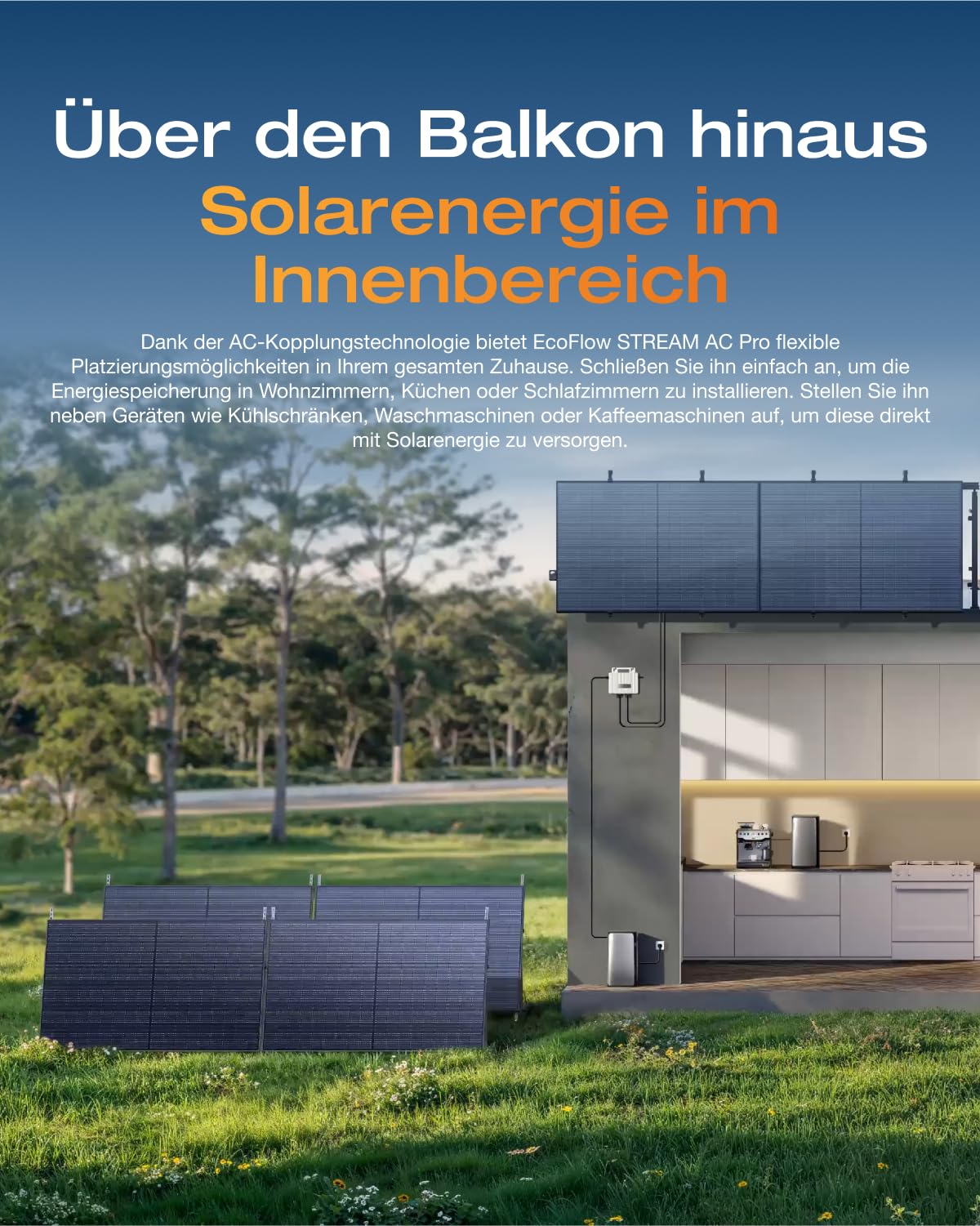 ECOFLOW STREAM AC Pro 0% VAT, Balkonkraftwerk mit Speicher, 1,92kWh Solarspeicher, 100% Kompatibel mit allen Balkonkraftwerke, 2300W Dual AC-Anschlüsse, erweiterbar bis 11,52kWh, Plug&Play, IP65, TOU