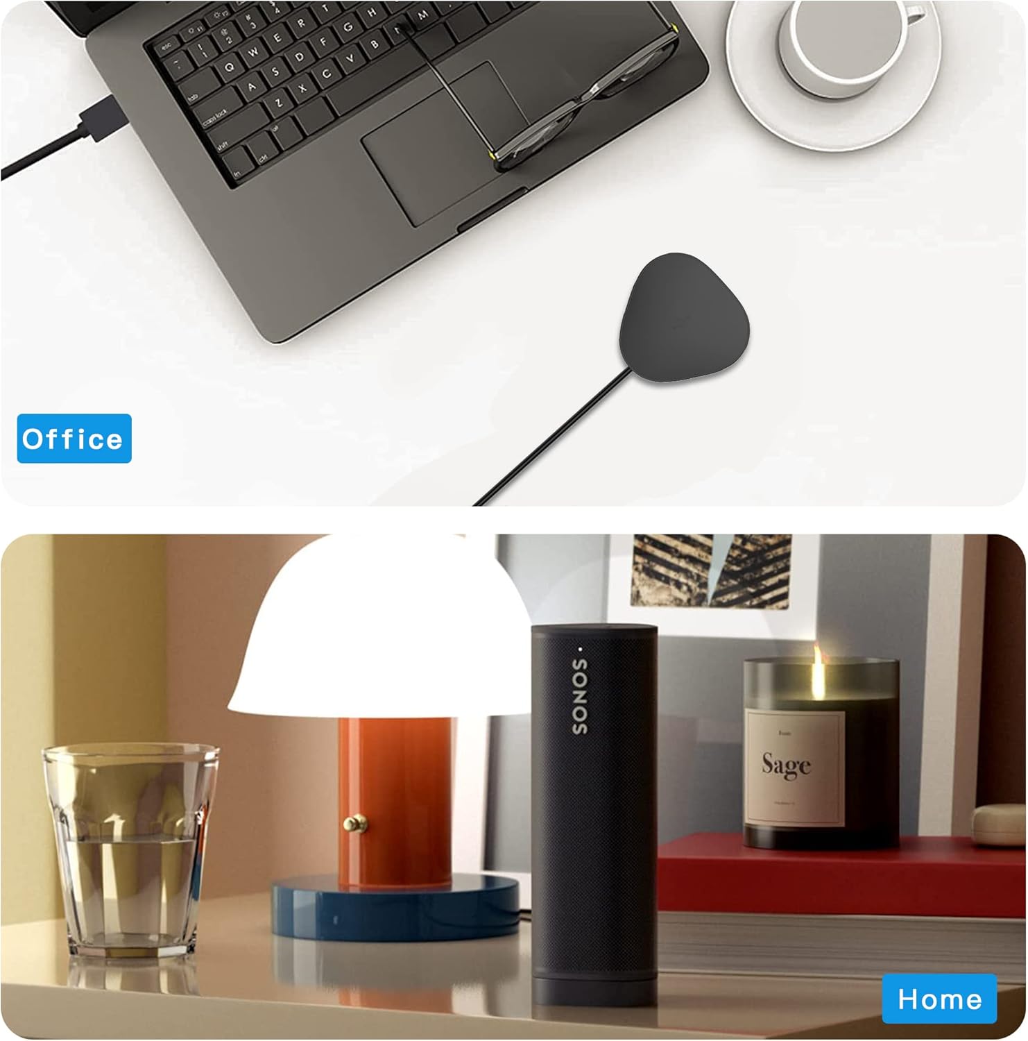 AWINNER Charging Base Compatible for Sonos Roam - Charge Anywhere with Magnetic Wireless Charger (Black)