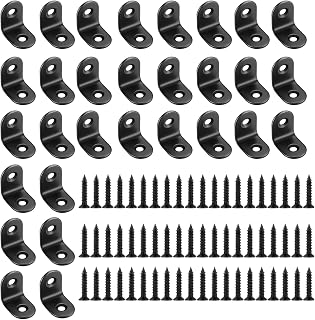 l字金具 アングル l型アングル L字ブラケット 直角ブラケット 直角フック 棚受け ブラケット金具 ネジ付 黒 20x20x2.0mm 30個