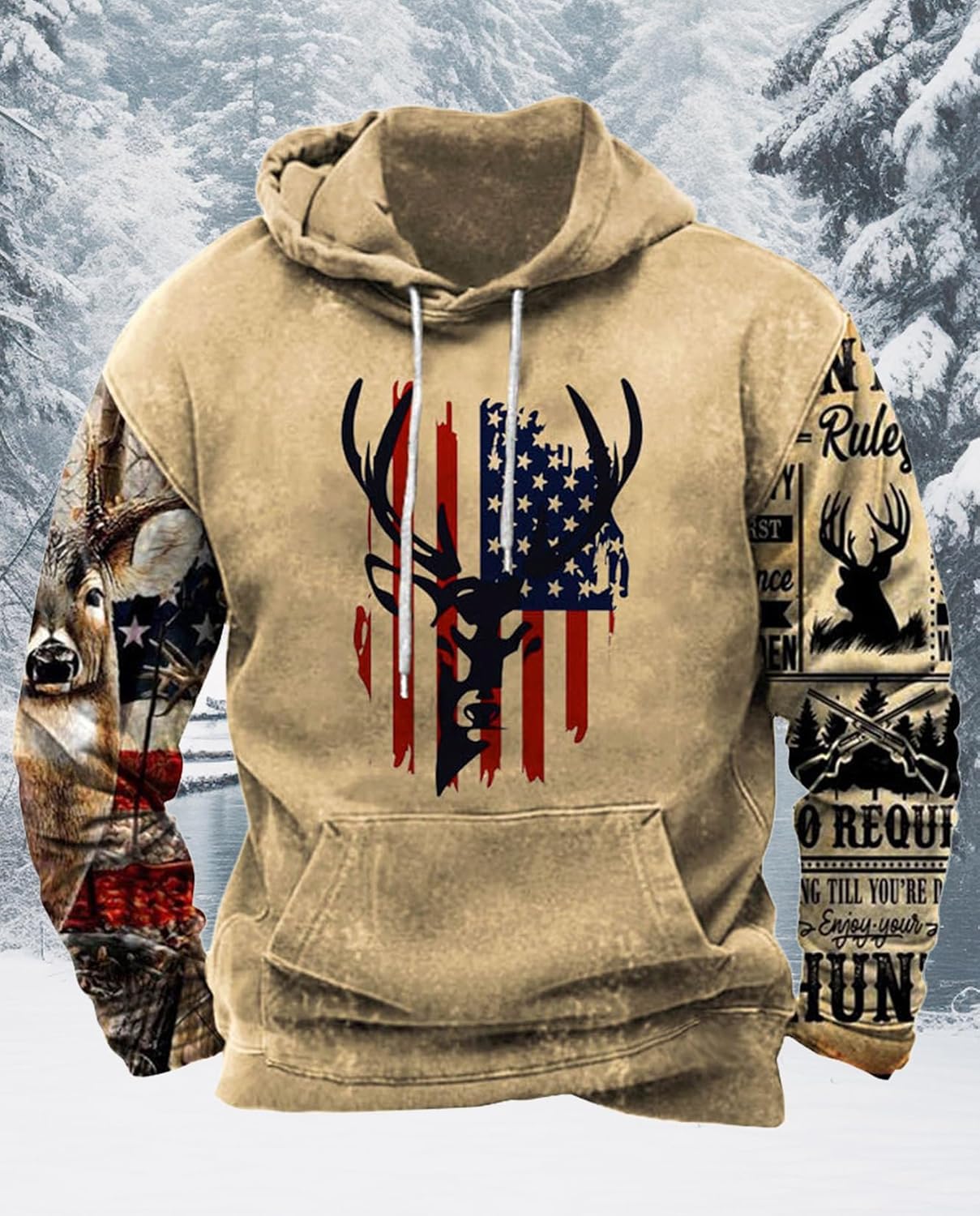 Western Hoodie for Men Aztec Cowboy Printed Drawstring Pullover Hooded Sweatshirt Mens Comfy Fleece Sweatshirt - Image 6
