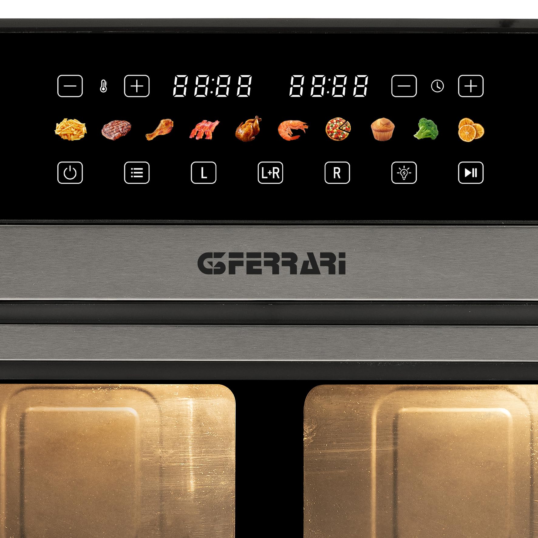 G3 Ferrari G10223 Friggitrice ad Aria, "Friggisano 6+6", 2200 W, 12 Lt, 10 Programmi, Display a Colori, Funzione Essiccatore, Luce Interna, Contenitore e Vassoio Antiaderenti, Ricettario Incluso