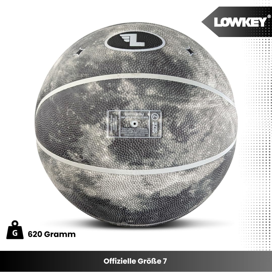Lowkey Basketball Indoor & Outdoor Größe 7 | Design Basketball | Anti-Rutsch Beschichtung & Erstklassiger Grip Ball im Melon & Moon & Ice Pop Design