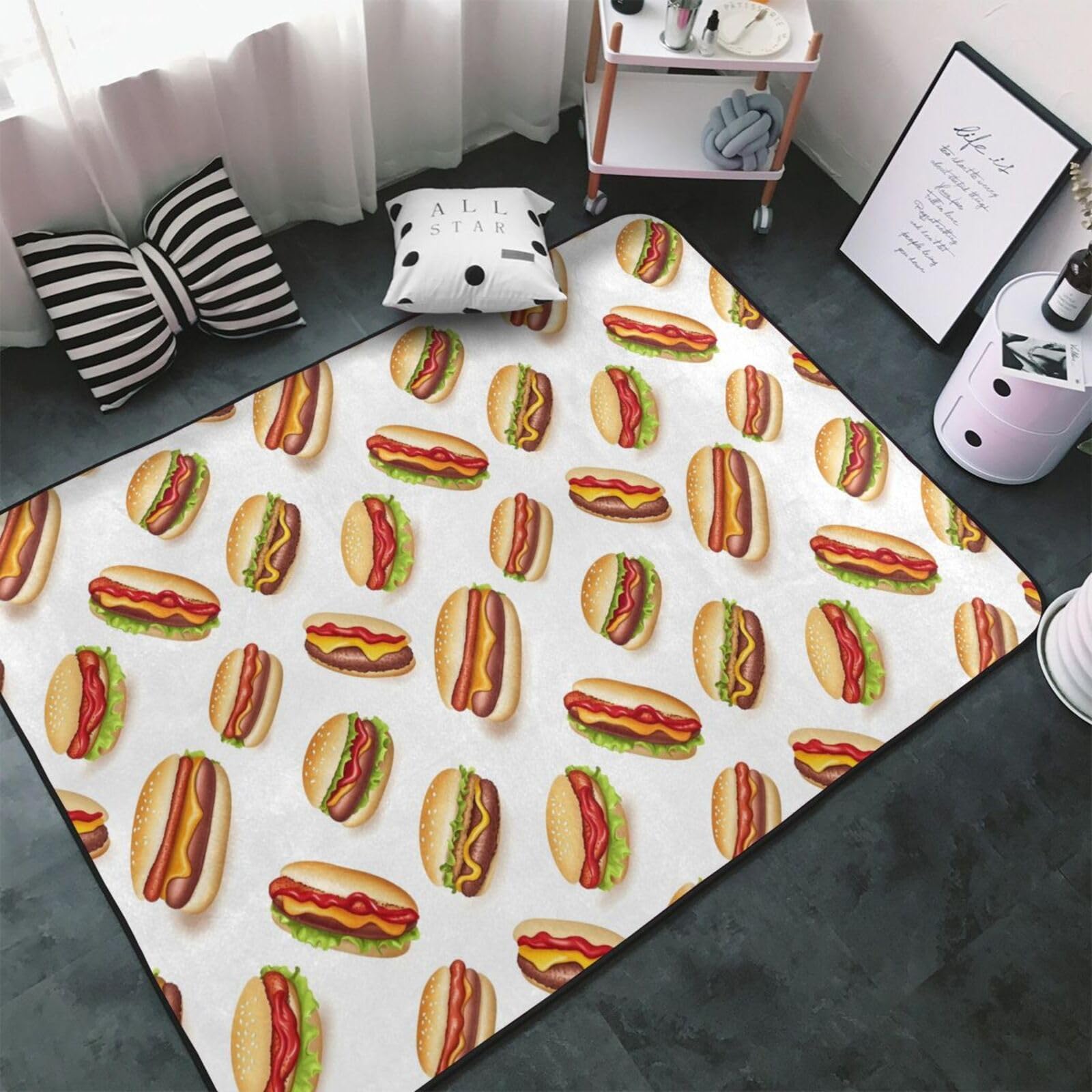 Tapis lavable pour salle à manger anti-glisse et moelleux