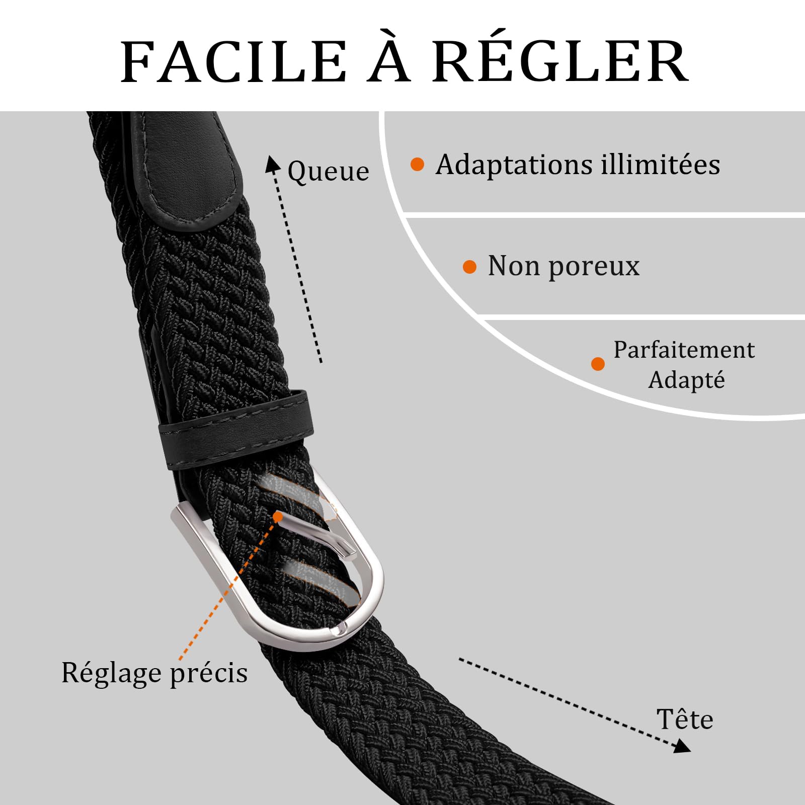 TANGCHAO Unisexe Tissu élastique Ceinture Élastique Tressée Stretch Belt Ceinture Étirable Pour les Hommes et les Femmes Plusieurs Couleurs