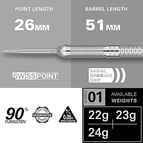 Miniatura 2 de Target Darts Crux 01 - Juego de dardos con punta de acero (90 % tungsteno)