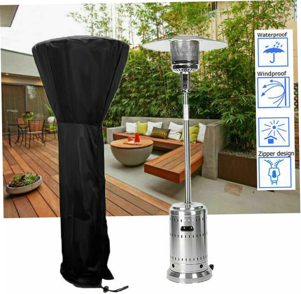 Heater Cover Outdoor Weatherproof Rainproof Tarps Garden Heater Rain Cover Patio Dustproof Shield