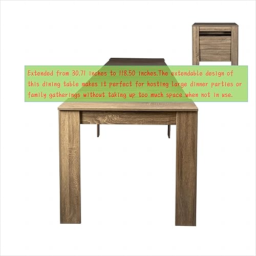 Miniatura 9 de Mesa de comedor plegable para 6 a 12 personas, mesa auxiliar de 30.71 pulgadas, mesa de consola extensible de 118.50 pulgadas, mesa de consola que