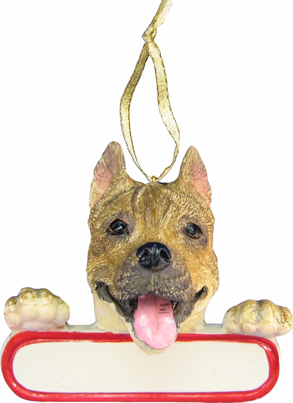 Pit Bull Ornament Brindle "Santa's Pals" With Personalized Name Plate A Great Gift For Pit Bull Lovers