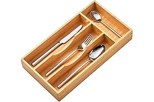 Umilife Bamboo Silverware Organizer - Ideal for Small Drawers