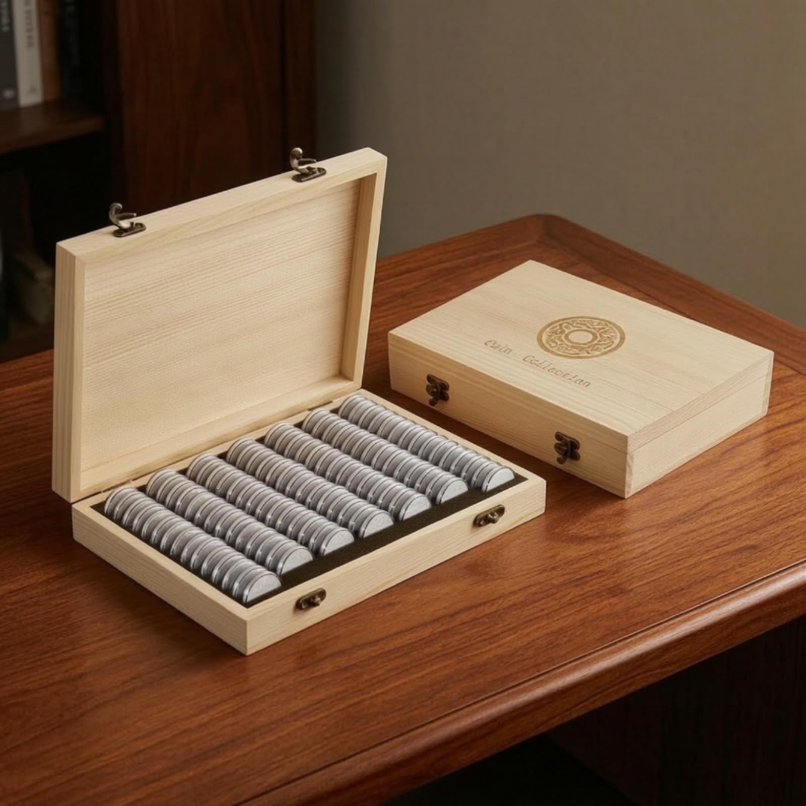 100 Piezas Caja Monedas con Cápsulas