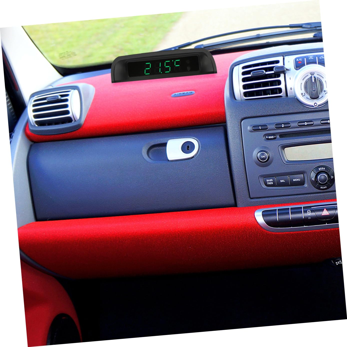 GLEAVI High Precision Vehicle Clock Thermometer Car Dash Solar Luminous Electronic Clock with Night Light for Automotive Interior Accessories