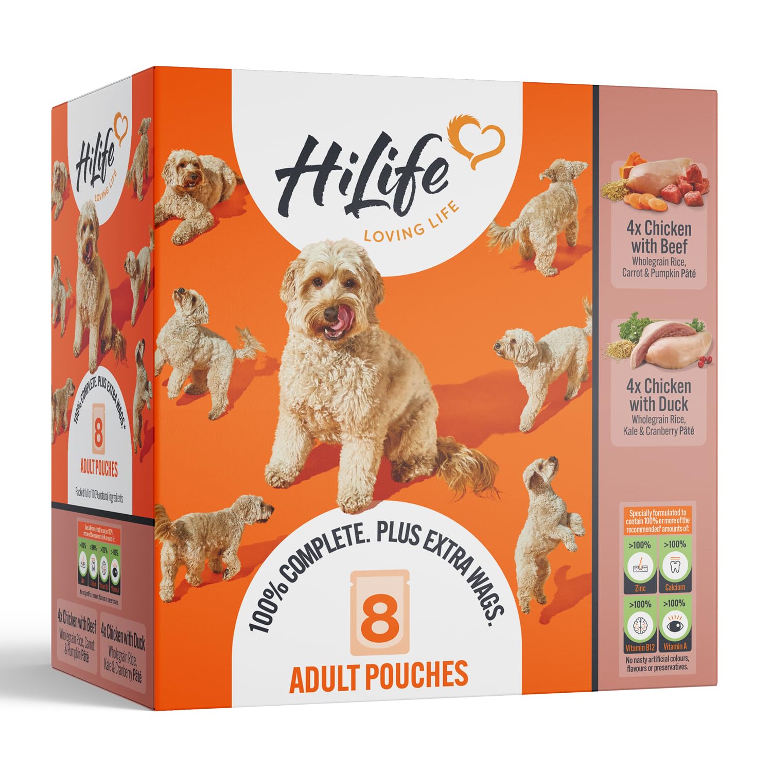 HiLife Adult Wet Dog Food, Mixed Chicken & Meat Recipes, Complete Dog Food Pouches, 100% Natural Ingredients, Chicken with Beef & Duck (24 x 150g Pouches) — image 1