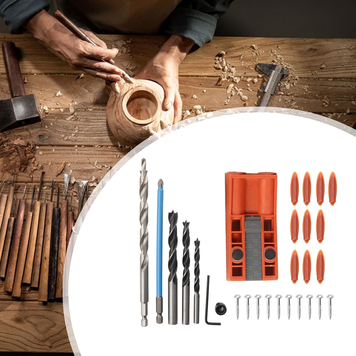 CALANDIS™ 28Pcs Woodworking Hole Drilling Locator Set Mortise Portable Pocket Hole Jig | Jigs & Templates | Power Tools | Tools