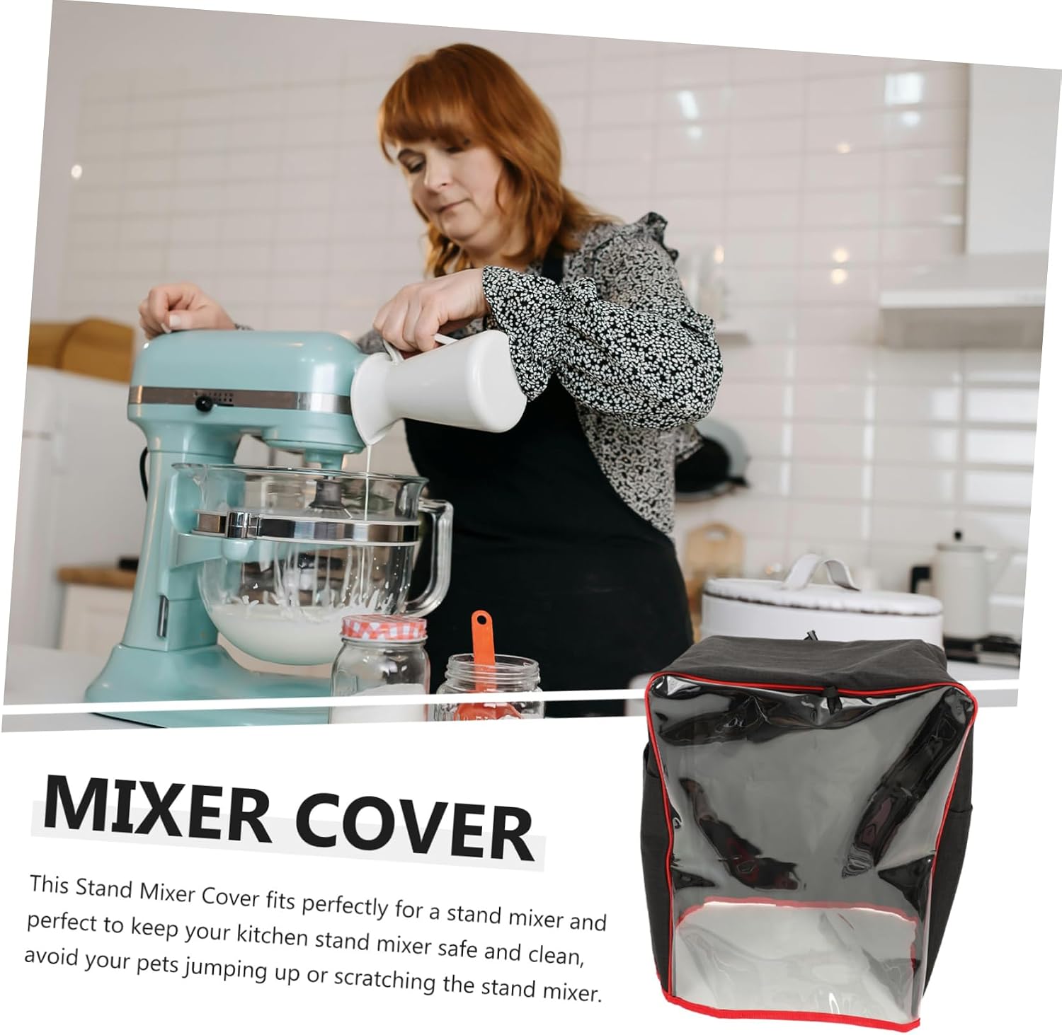 Kitchen Stand Mixer Cover with Front Window Storage Pockets Oxford Tpu Material Easy Resistant