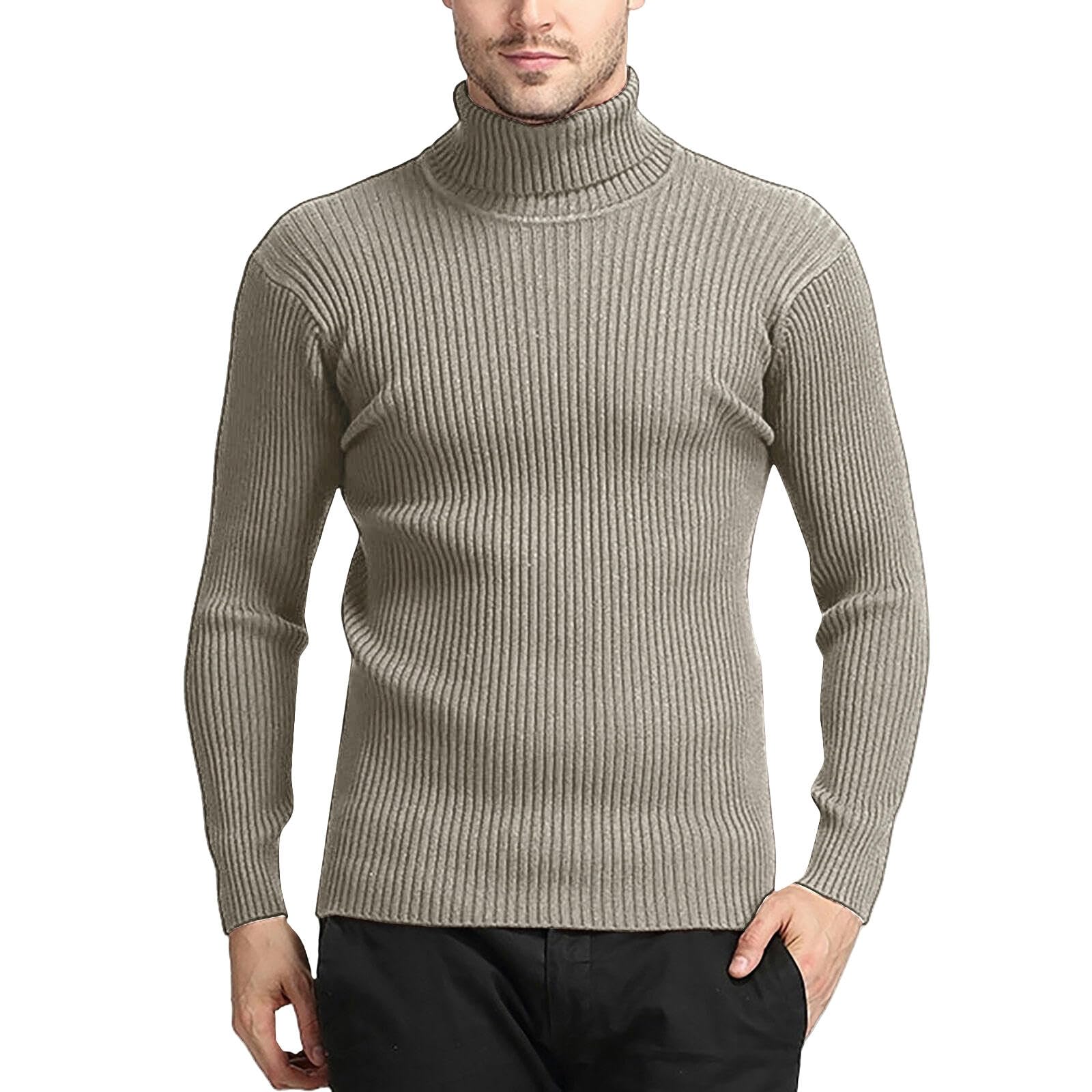 Maglione Dolcevita Uomo Maglione Dolcevita Uomo Invernali Maglioni Maglione A Collo Alto Slim Fit A Manica Lunga Maglia Maglione-Cammello-XXL