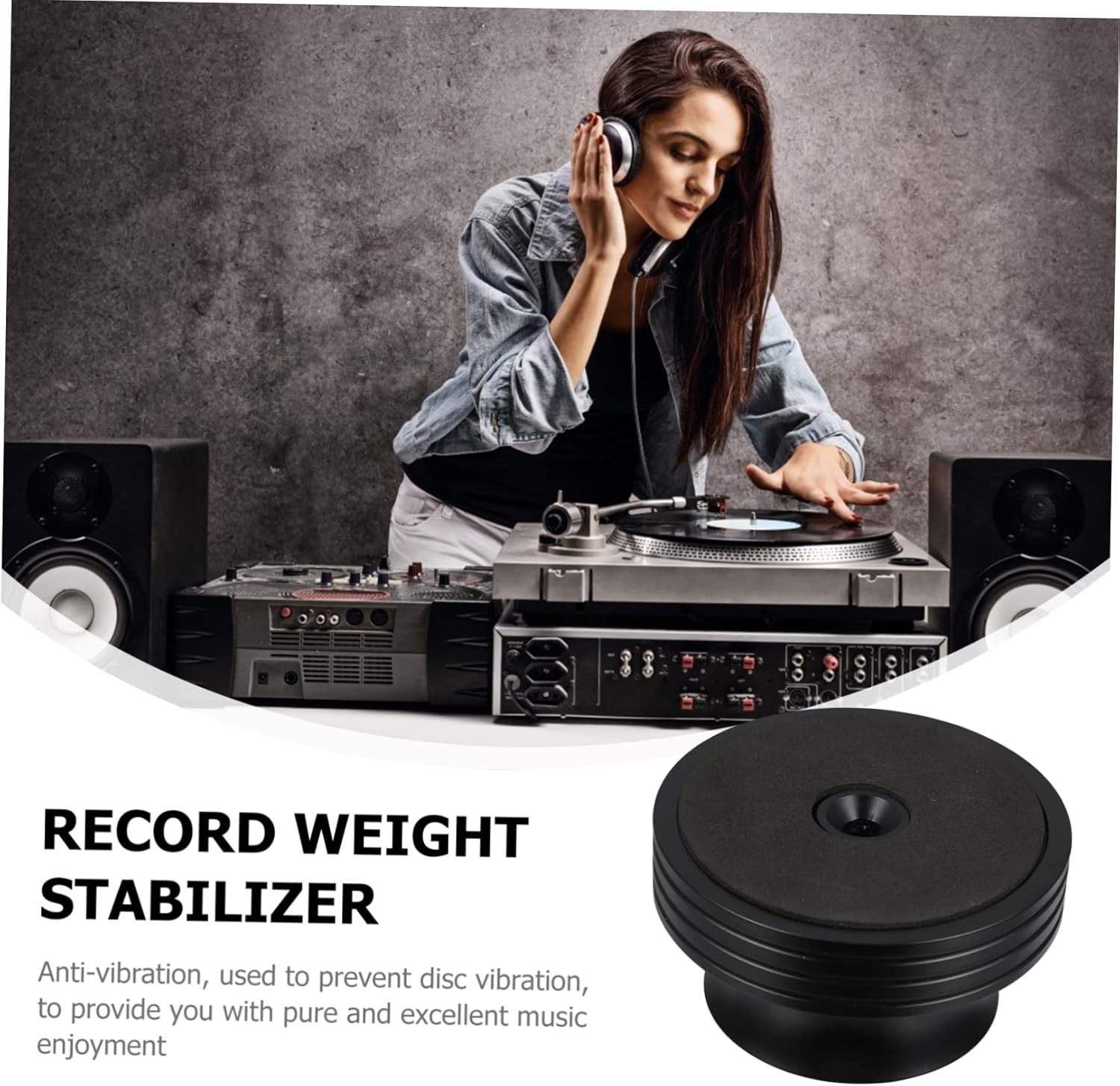 Hemoton 1pc Aluminum Record Stabilizer for Turntables Vinyl Weight Clamp to Sound Quality and Reduce for Better Listening Black