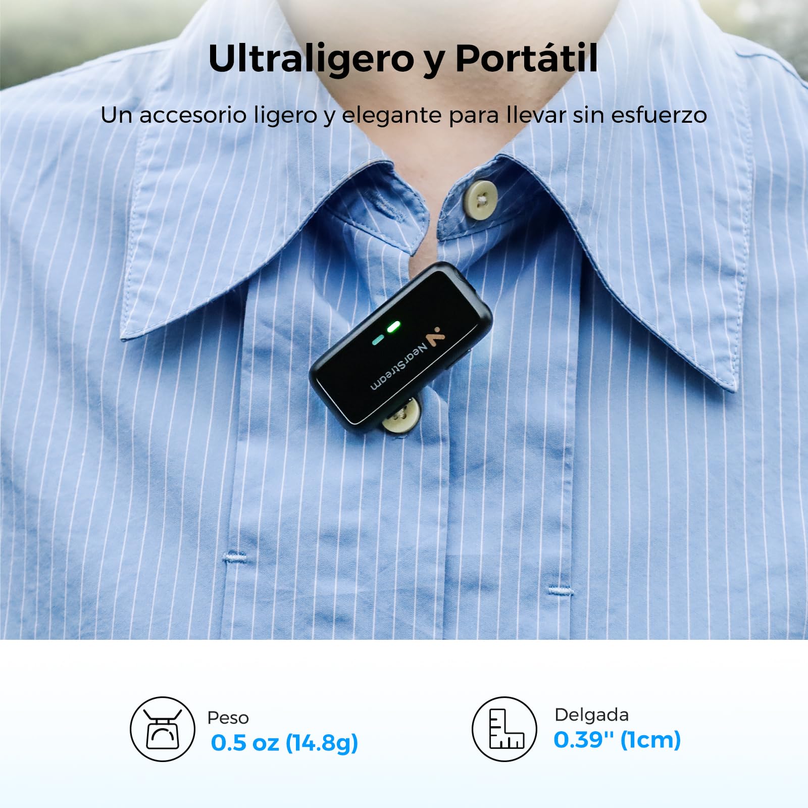 NearStream Micrófono Inalámbrico Profesional Omnidireccional para PC/iPhone/Android/Cámara,Microfono Inalambrico Solapa con Modo Silencio & Modo de Reducción de Ruido,Transmisión de Distancia 200m
