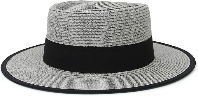 Amazon Co Jp Gift Tower つば広 パナマハット メンズ レディース 麦わら帽子 Uvハット 日除け 春夏 吸汗速乾 リボン付き カンカン帽 ストローハット ジャズ アウトドア グレー シューズ バッグ