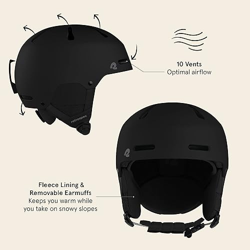 Miniatura 4 de Retrospec Comstock - Casco de esquí  Casco de snowboard para adultos y jóvenes  Casco de nieve de ajuste ajustable con carcasa protectora y