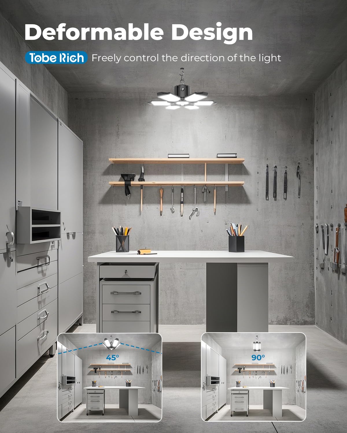 2 Pack Motion Sensor Garage Light Plug in - Ultra Bright 20000LM Motion Activated Shop Light with 3 — view 4