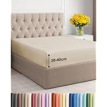 Fitted Sheet Double 135x190cm, Off White - Extra Deep Pocket 40cm 16" - Non Iron Soft Brushed Microfibre - Machine Washable - Fade & Shrink Resistant - OEKO-TEX - Breathable - Easy Care - Divan Bed