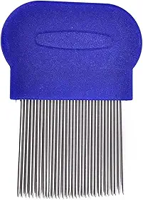 Pente Anti-Pulga Para Cães e Gatos Remove Pulgas e Carrapatos Do Seu Pet Com Pinos De Metal Cabo Ergonômico 6x8 cm (Azul)
