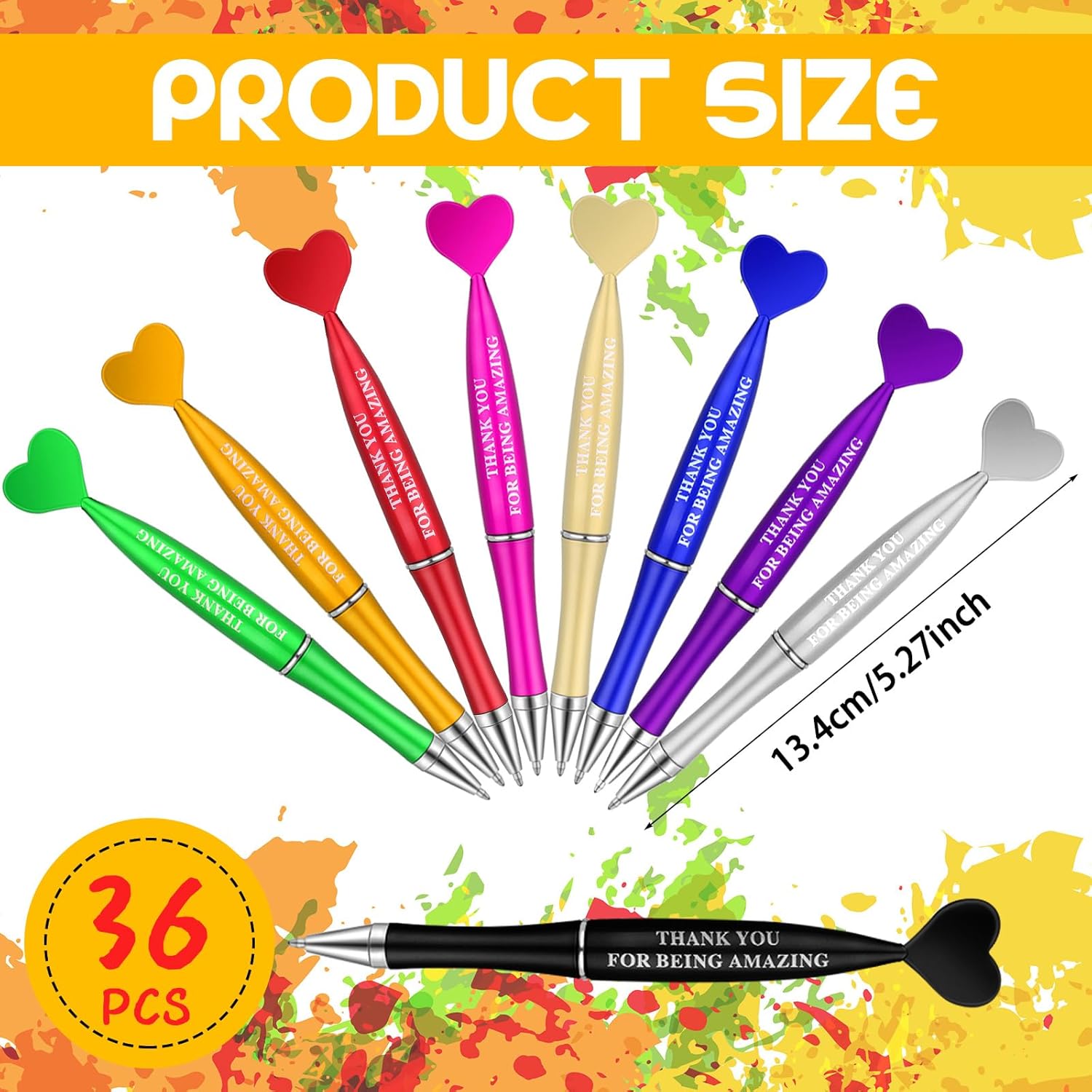 Yeaqee Valentine's Day Heart Shaped Pens Thank You for Being Amazing Ballpoint Pens Bulk for Coworker Employee Teacher Office Valentine Party Favor - Image 2