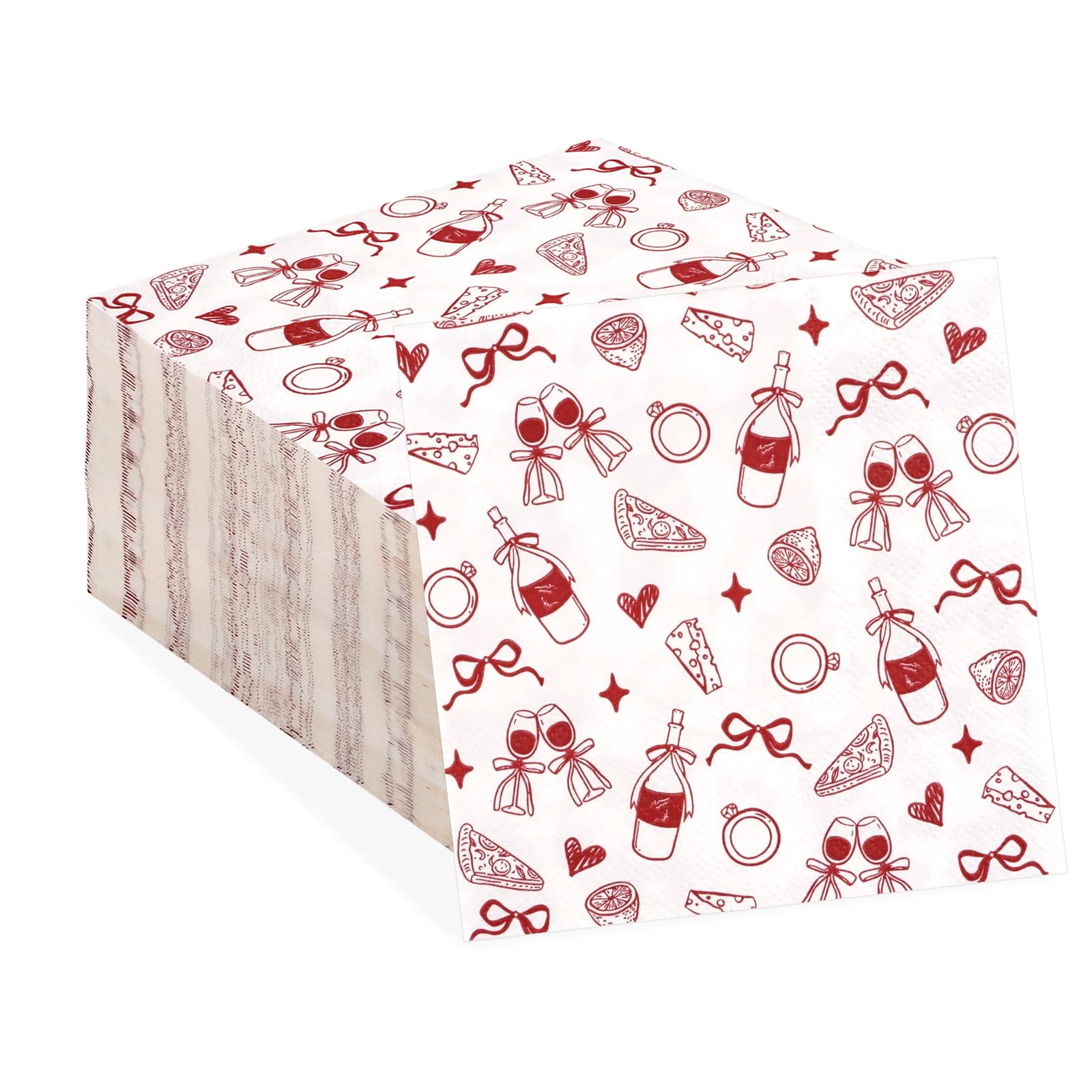 50 Pcs That's Amore Cocktail Napkins 5 x 5 Inch 3 Ply