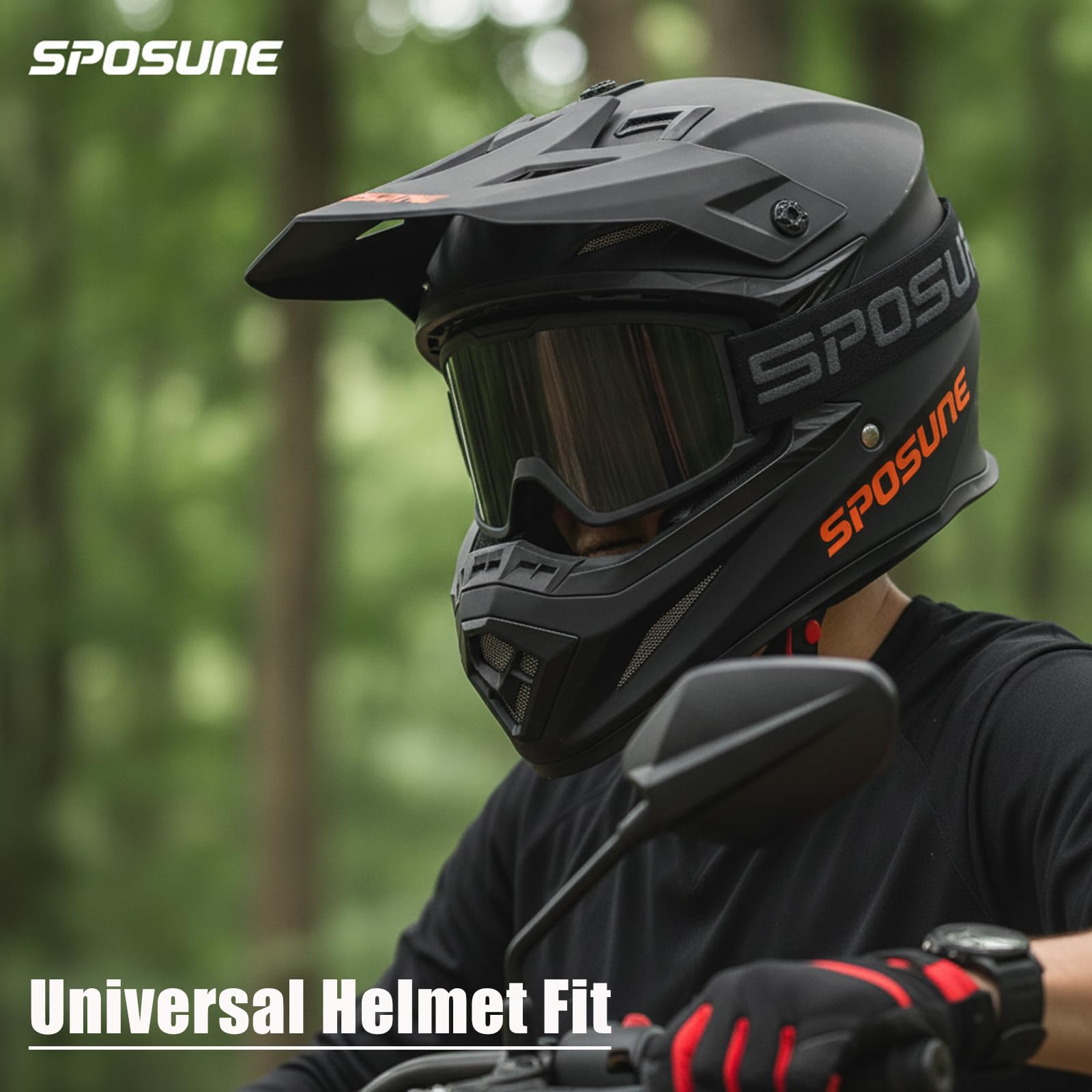 SPOSUNE Ski/Motorrad ATV Brille mit Anti-Beschlag-Doppelscheibe - Off Road Racing Dirt Bike Goggles, Schneebrille Männer Frauen