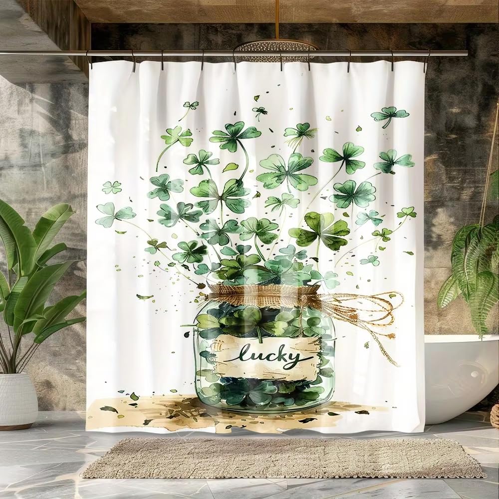 Rideau de douche en polyester de qualité supérieure motif botanique vert 200x200