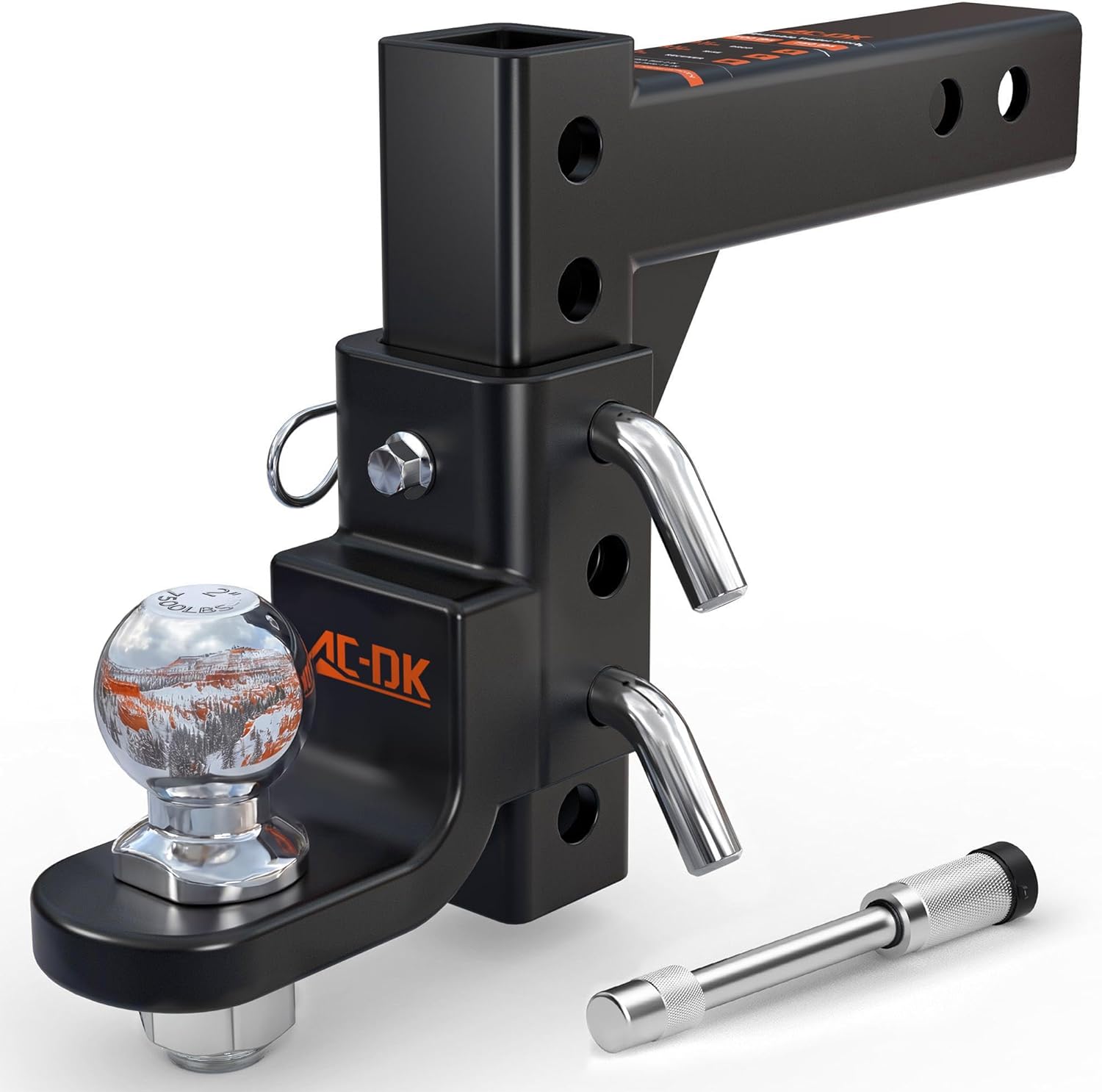 AC-DK Trailer Hitch Ball Mount for 2 inch Receiver,2 inch Drop Hitch,with 2-Inch Ball,7,500 lbs Capacity Ball Hitch, 750lbs Tongue Weight,Includes Hitch Pin