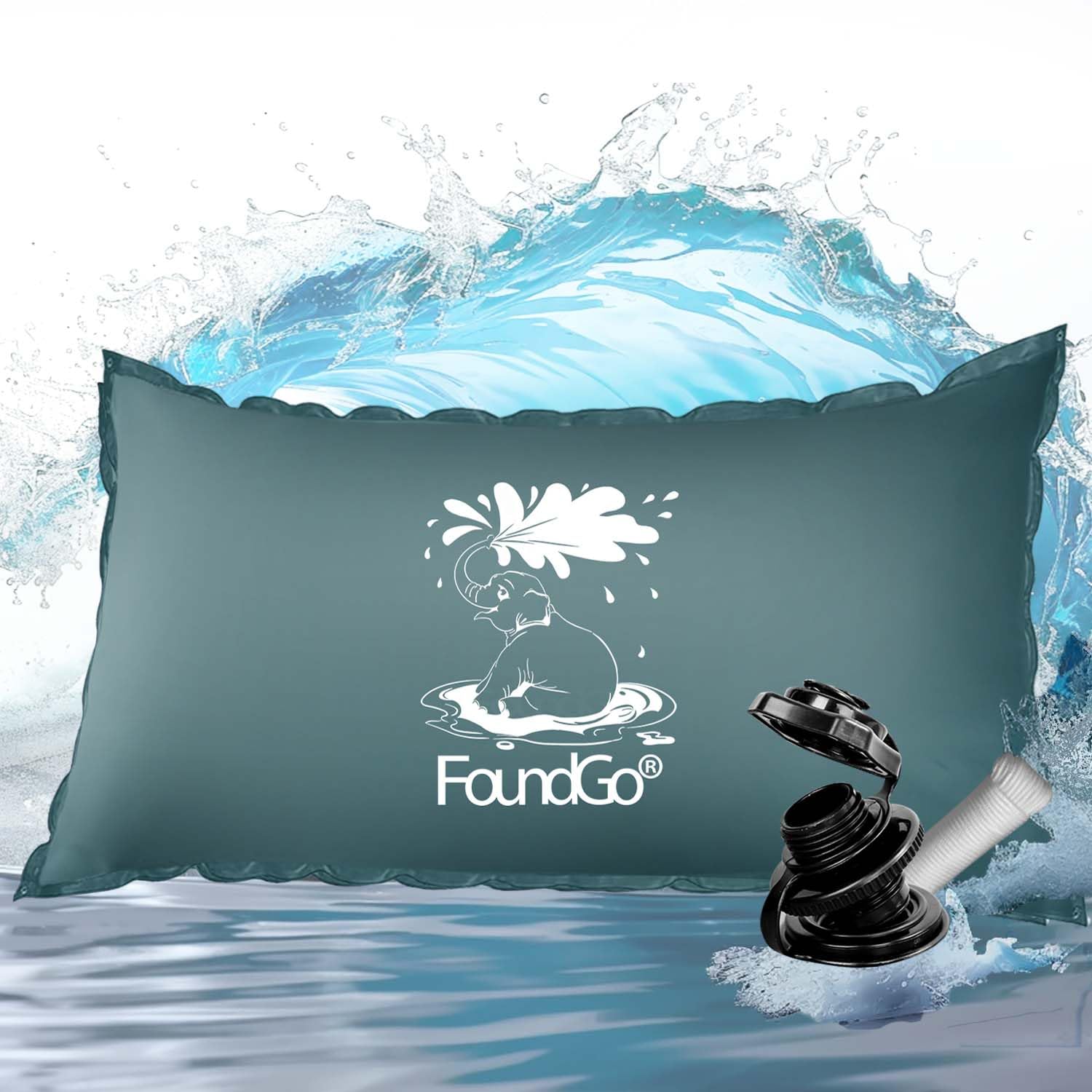 FoundGo Pool Cushion Winter [XXL 2x4m 0.4mm PVC] Ultra Thick Pool Pillow Air Pillow Cushion with Eyelets Inflatable Winter Pillow for Pool Covers incl. 2x rolls rope & 6x repair Green