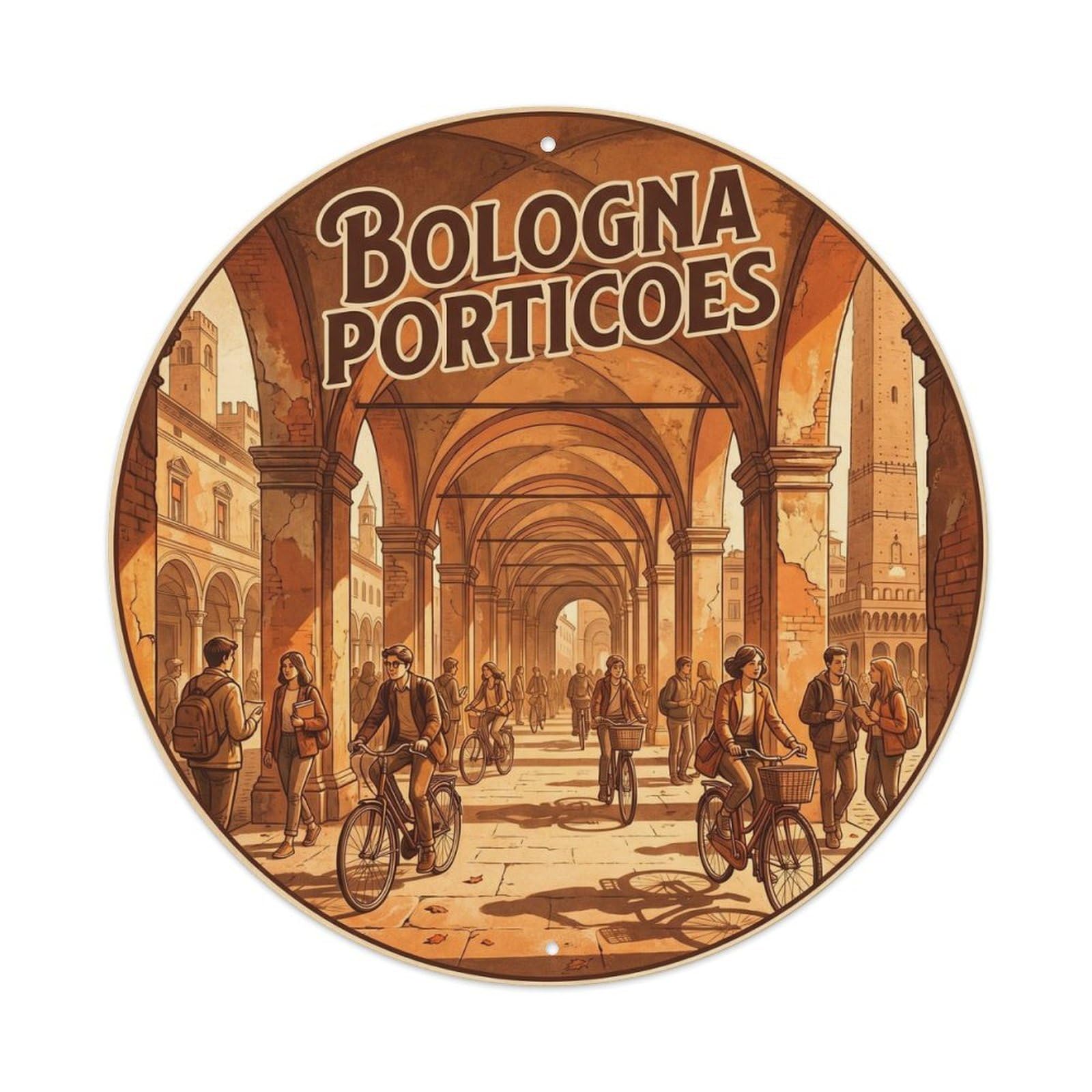 Bologna Italy City Landmark Travel Portico Walk Vintage Metal Tin Sign